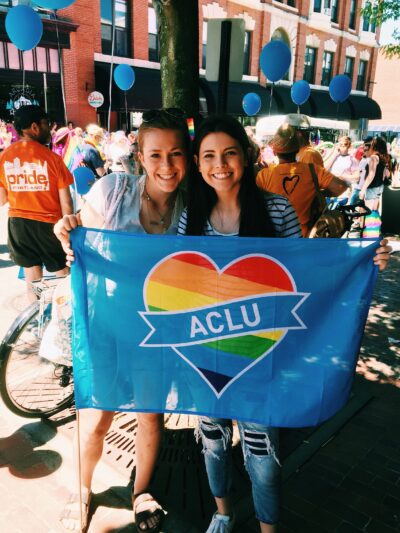 Two young women at the 2016 Pride Portland parade