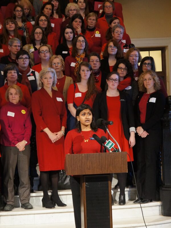 Women at press conference in the State House