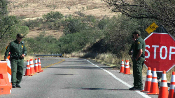 Immigration agents at a border checkpoint