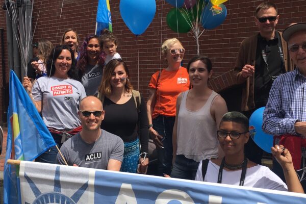 ACLU of Maine staff and supporters gathered at Pride 2017 Portland Parade