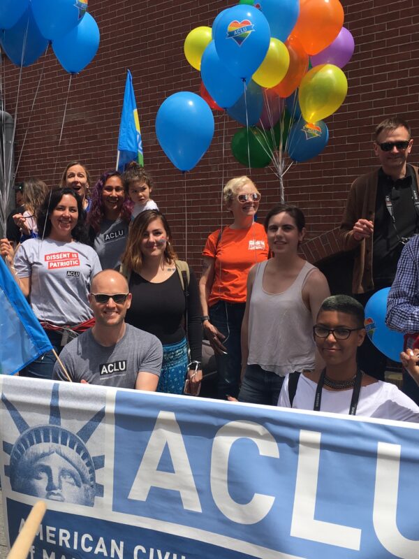 ACLU of Maine staff and supporters gathered at Pride 2017 Portland Parade