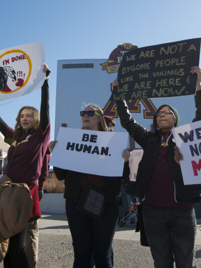 People protest the use of Native Americans as mascots
