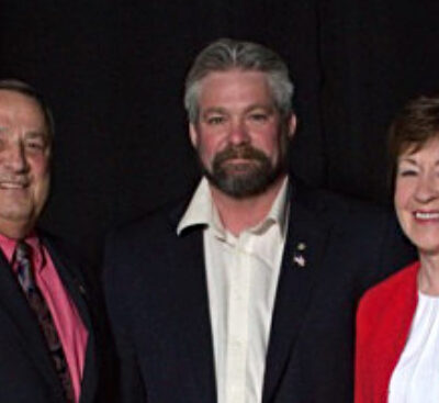 Rep. Jeffrey K. Pierce, center, pictured with Gov. Paul LePage and Sen. Susan Collins in a photo from his campaign.