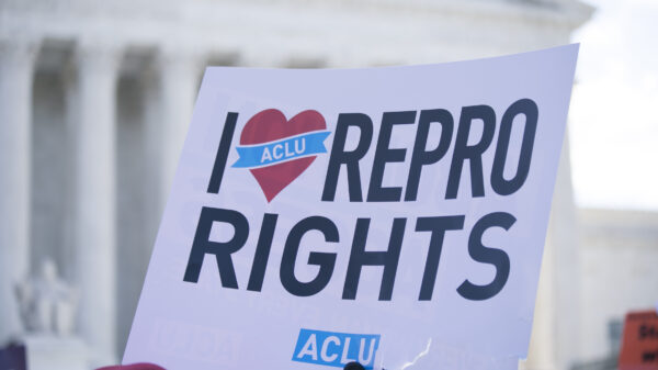 ACLU Protest Sign that says "I Love Repro Rights"