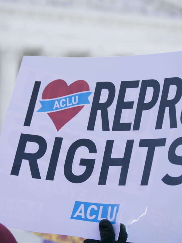 ACLU Protest Sign that says "I Love Repro Rights"
