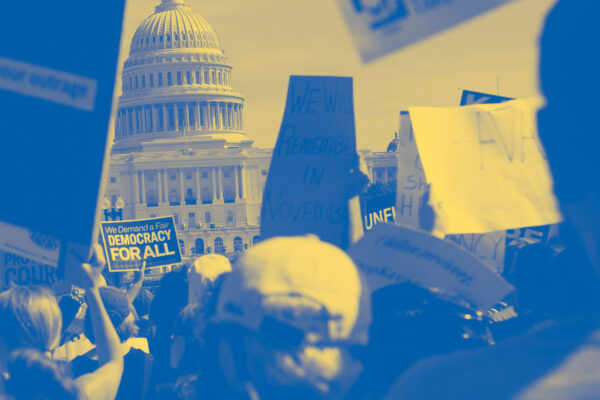 Protesters in front of Capitol building in DC