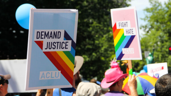 Pride poster that read "Demand Justice"