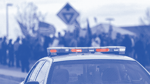 Police car with blue duotone treatment