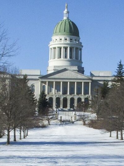 Maine State Capitol Building in Snow