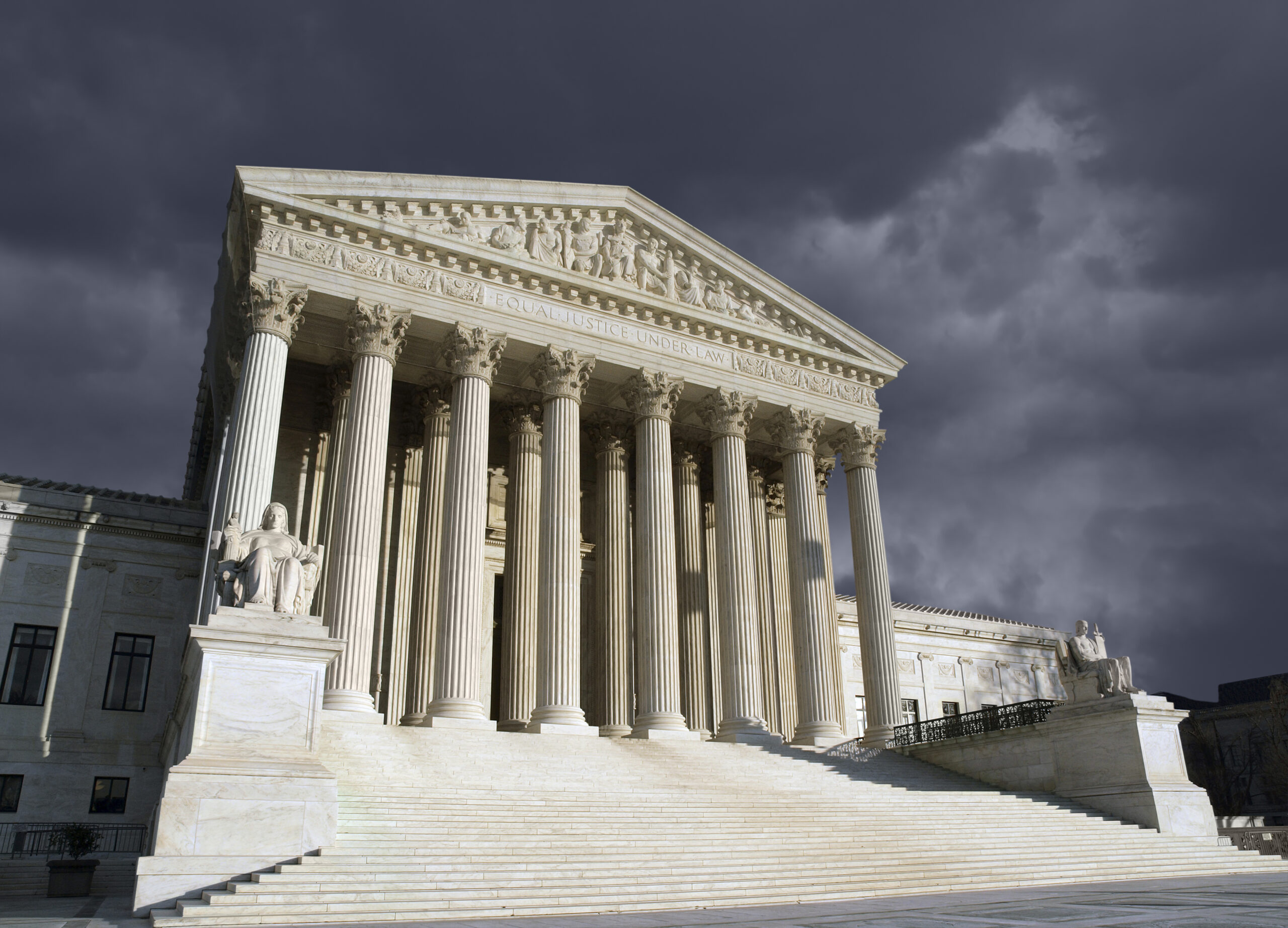 Supreme Court Building with Stormy Clouds