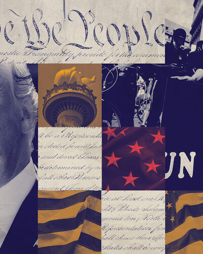 A graphic featuring Trump and imagery pertaining to diversity.