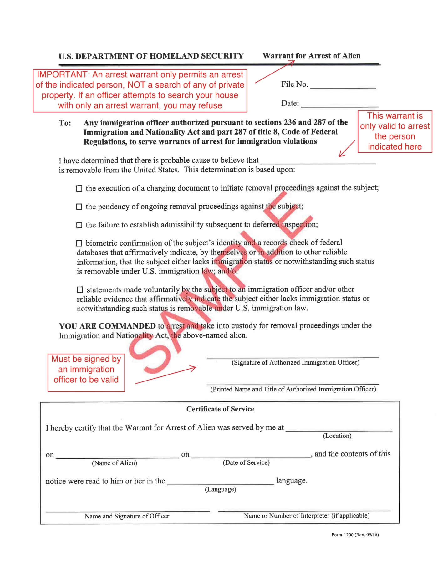 Administrative Warrant Example