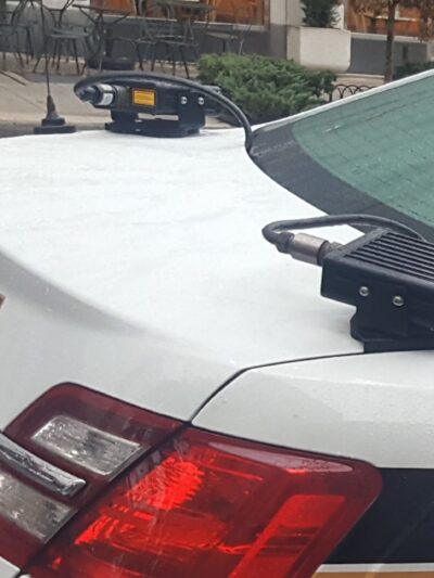 License plate readers on back of police car
