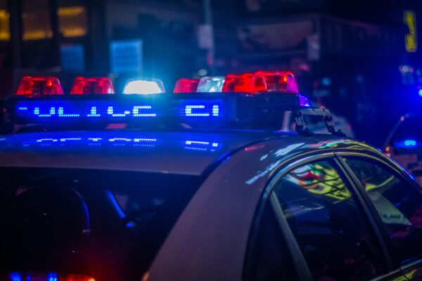 Police car with lights on