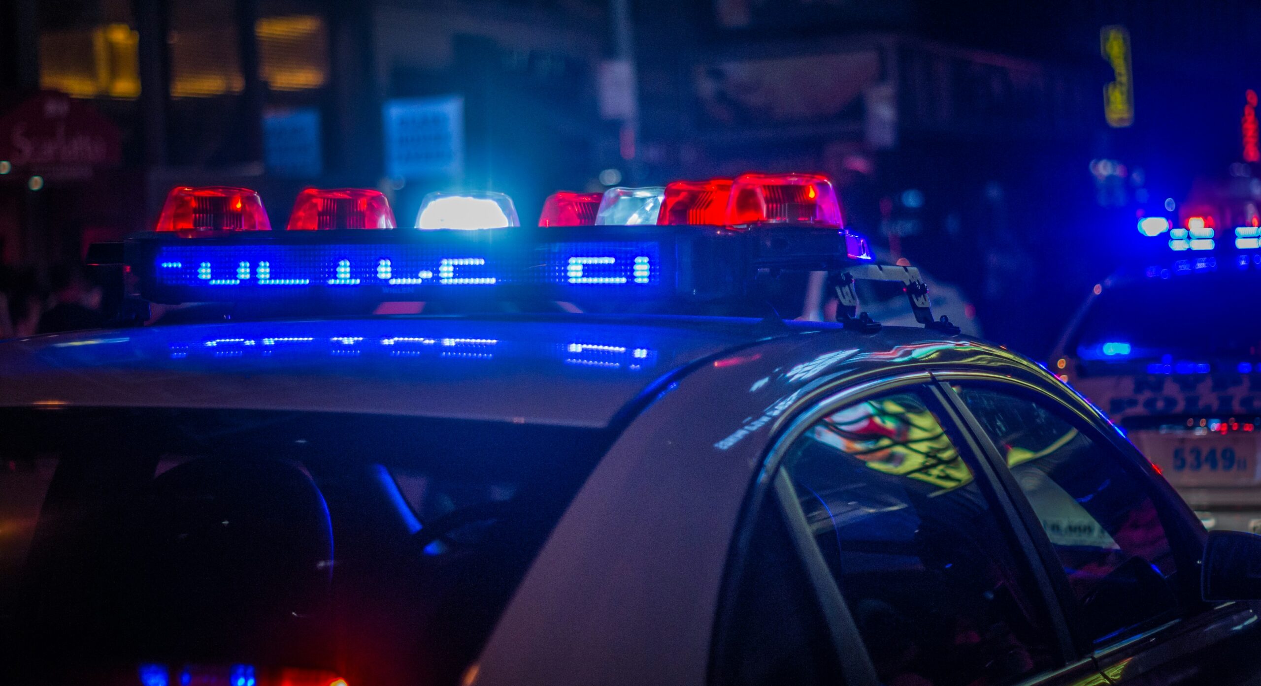 Police car with lights on