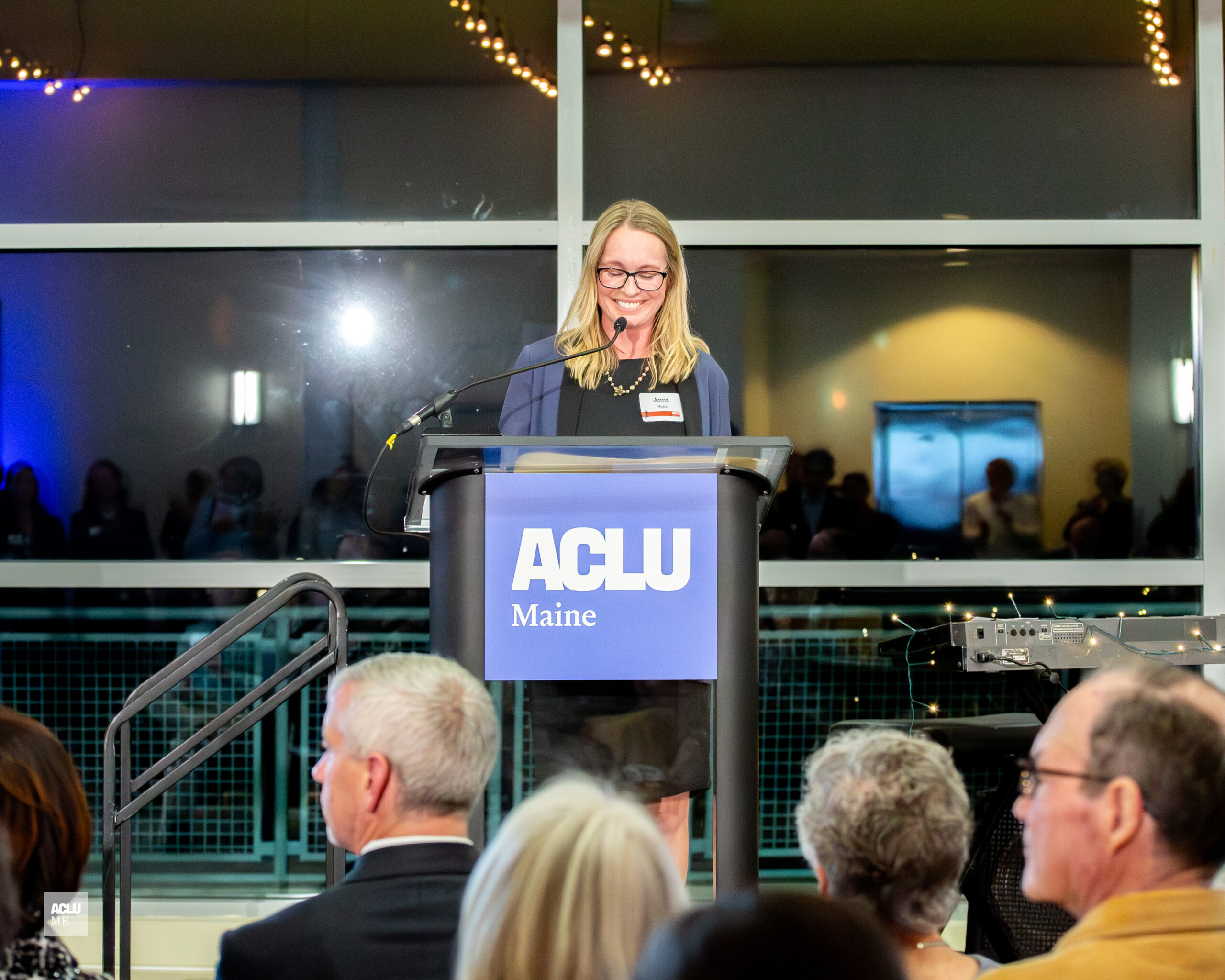 Professor Anna Welch speaks to guests at the 2025 Scolnik Award Reception.
