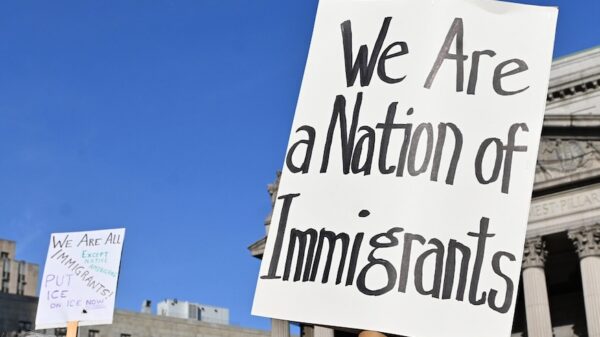 Sign that says "We are a nation of immigrants"