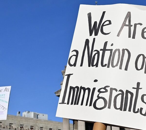 Sign that says "We are a nation of immigrants"