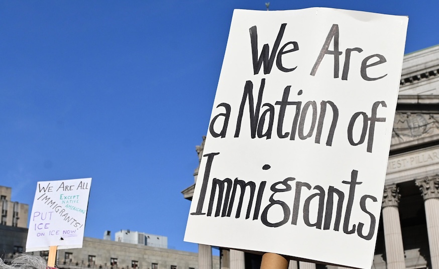 Sign that says "We are a nation of immigrants"