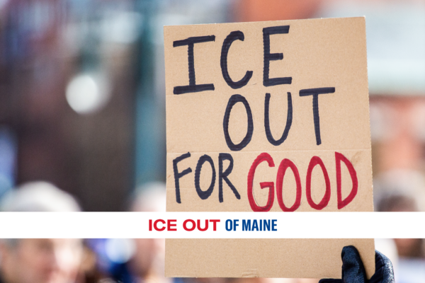 Protest sign that says "ICE Out For Good"