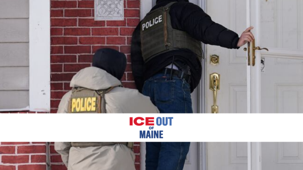 Law enforcement at a person's door.