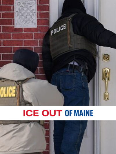 Police at the front door of a home.