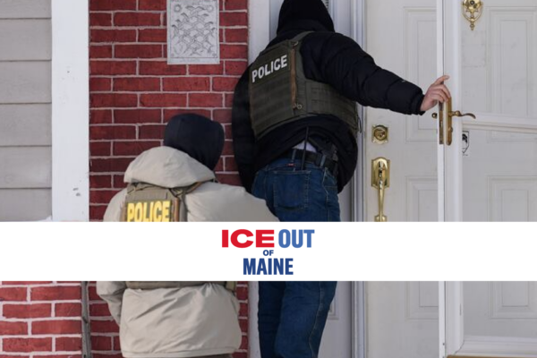 Law enforcement at a person's door.