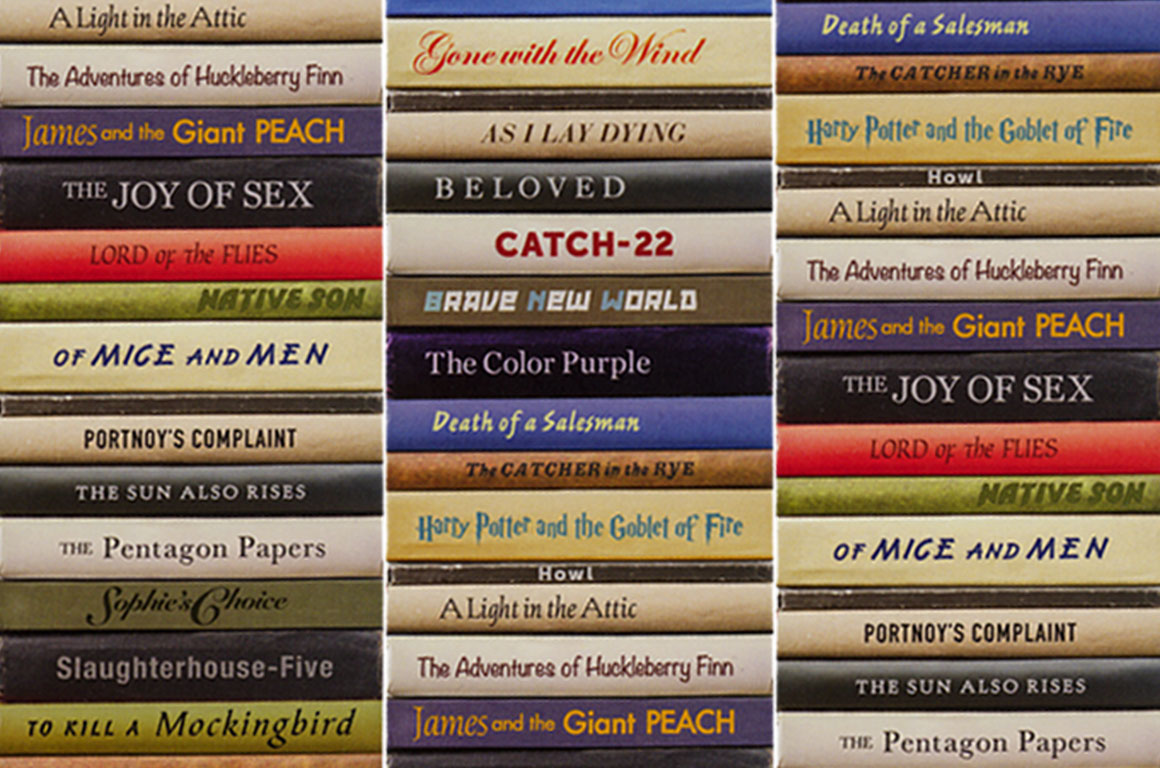 Stacks of banned books