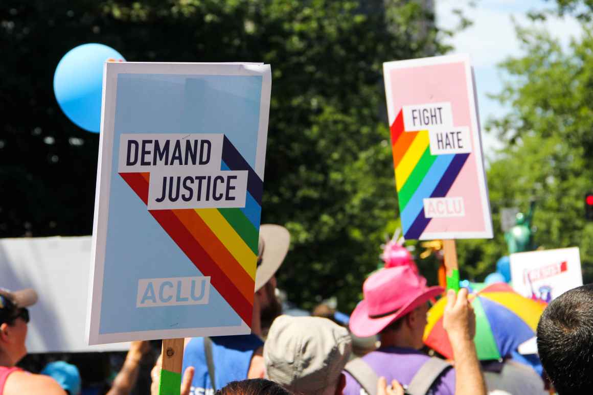 Pride poster that read "Demand Justice"