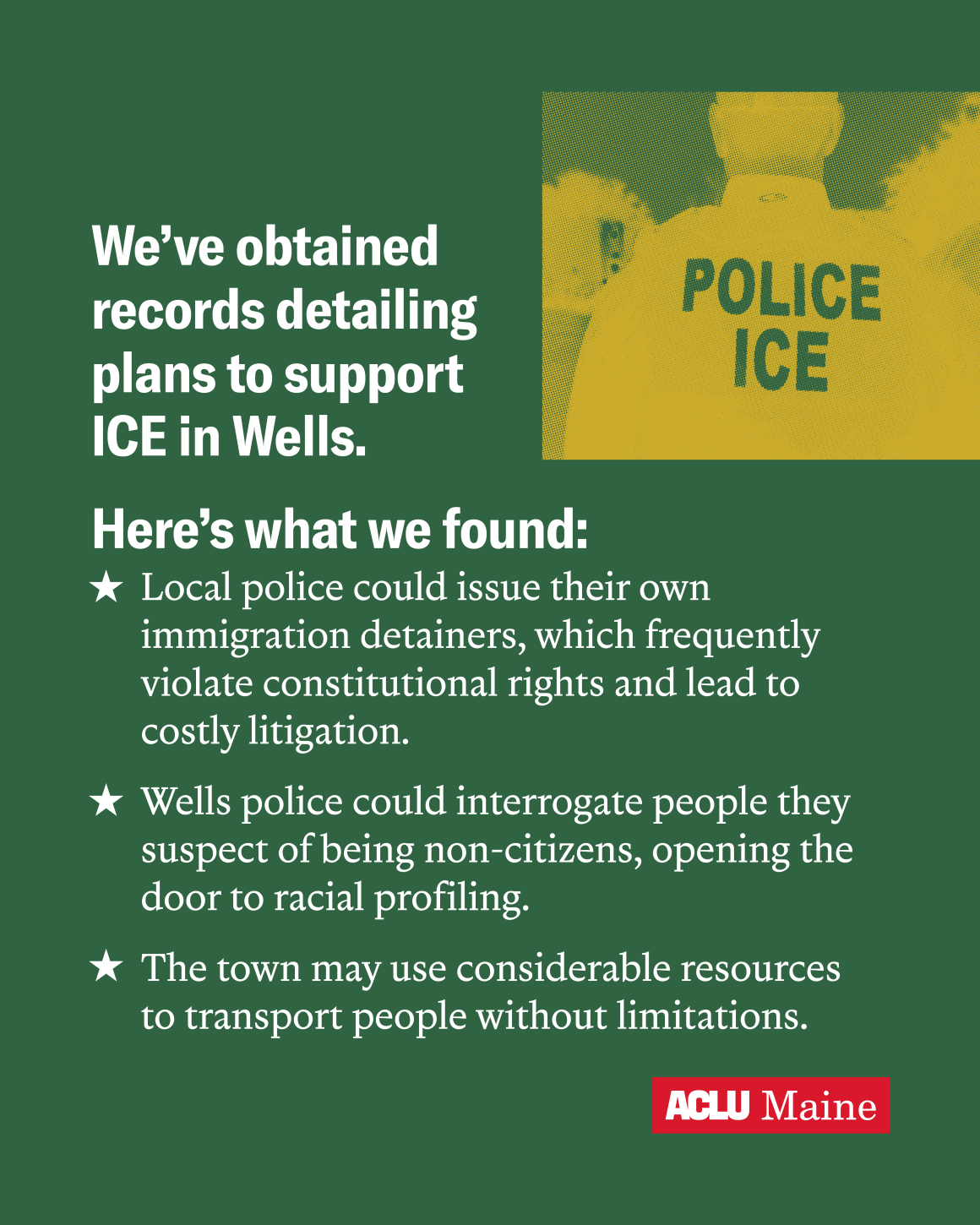 Open Records on ICE Activity and Wells Town Budget