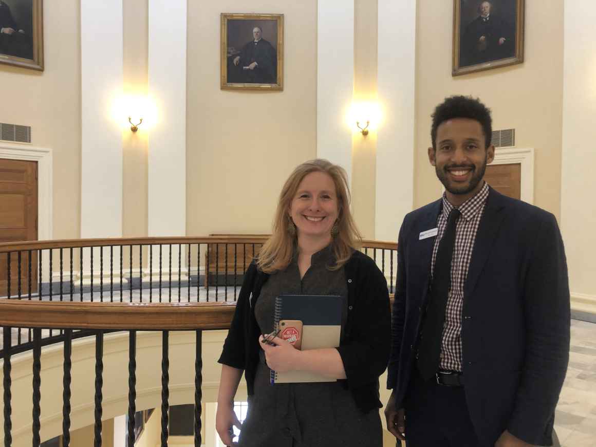 Meagan Sway and Michael Kebede at the Maine State House