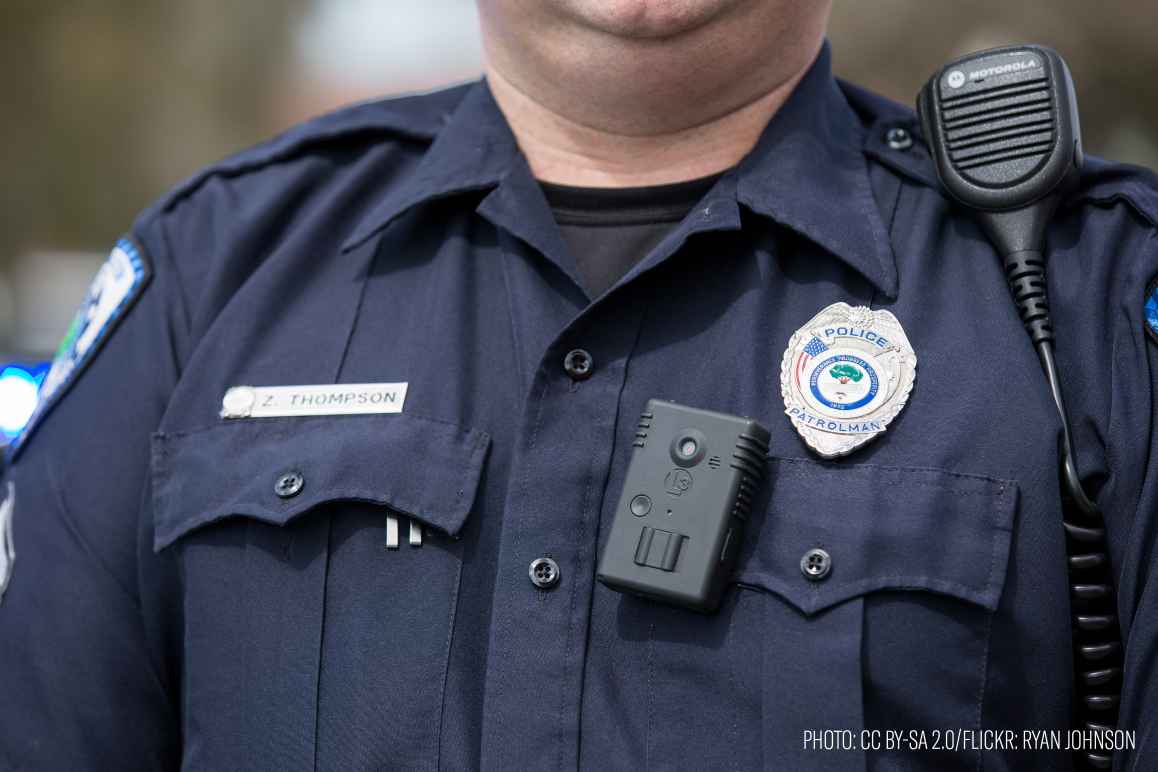 Police officer wearing a body camera