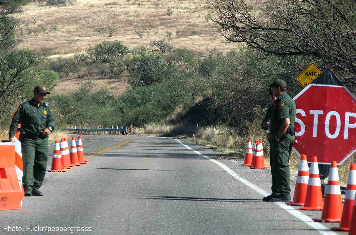 Immigration agents at a border checkpoint