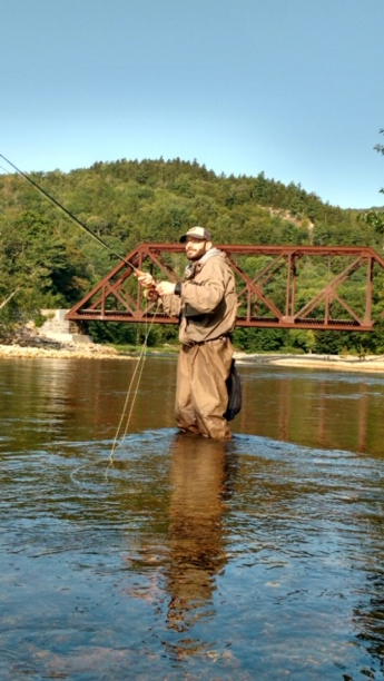 Jesse Drewniak, the plaintiff, photographed fly fishing the day he was illegally stopped by CBP agents at a checkpoint in Woodstock, New Hampshire.