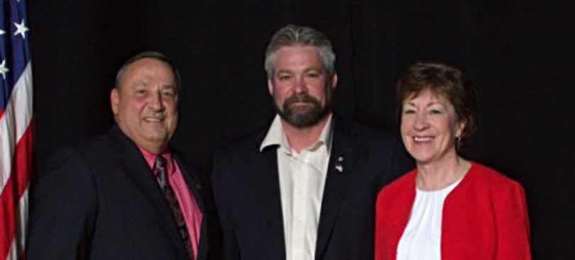 Rep. Jeffrey K. Pierce, center, pictured with Gov. Paul LePage and Sen. Susan Collins in a photo from his campaign.