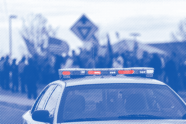 Police car in blue duotone effect 