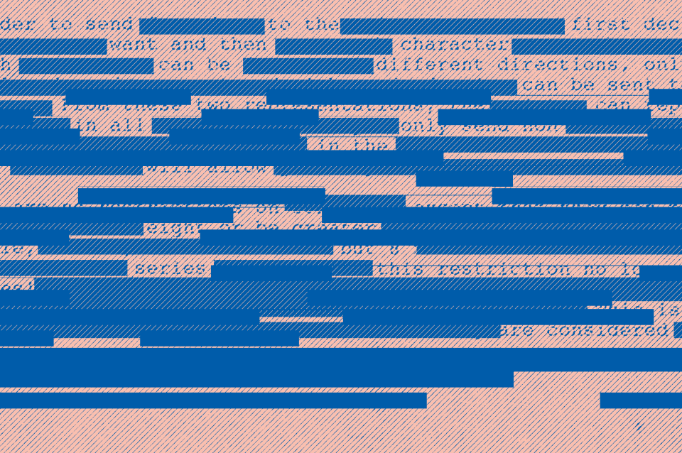 Text with redaction lines