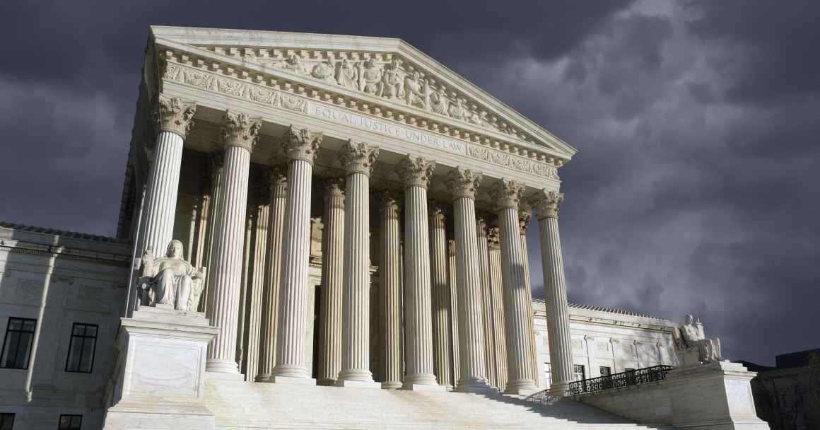 Supreme Court Building with Stormy Clouds