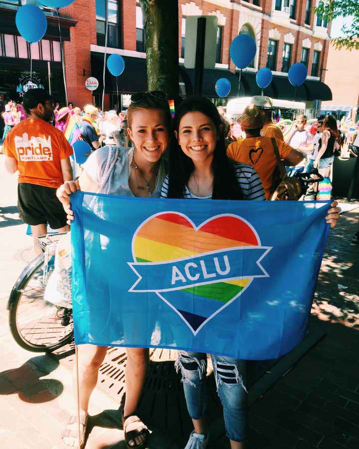 Two young women at the 2016 Pride Portland parade
