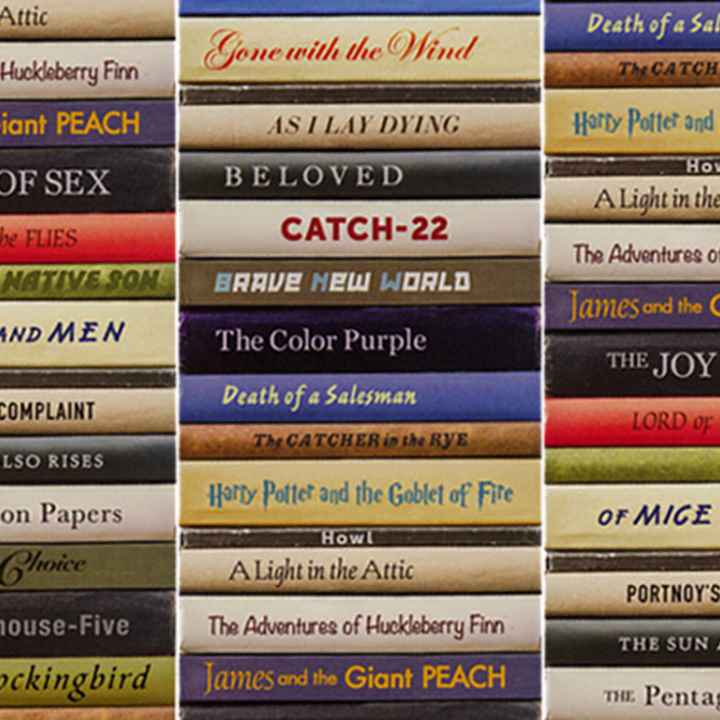 Banned Books Stacks of banned books
