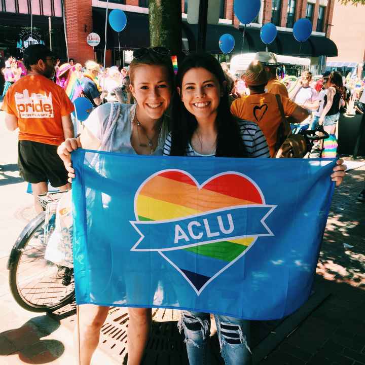 Two young women at the 2016 Pride Portland parade