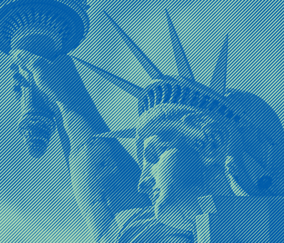 Statue of Liberty with Blue and Green Engraving Effect